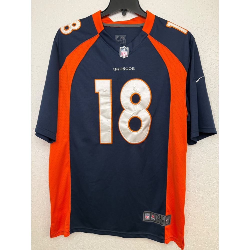 Nike NFL Broncos Peyton Manning 18 Navy Orange Jersey XXL